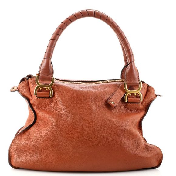 Chloe Marcie Satchel Leather Medium Brown - Picture 4 of 9